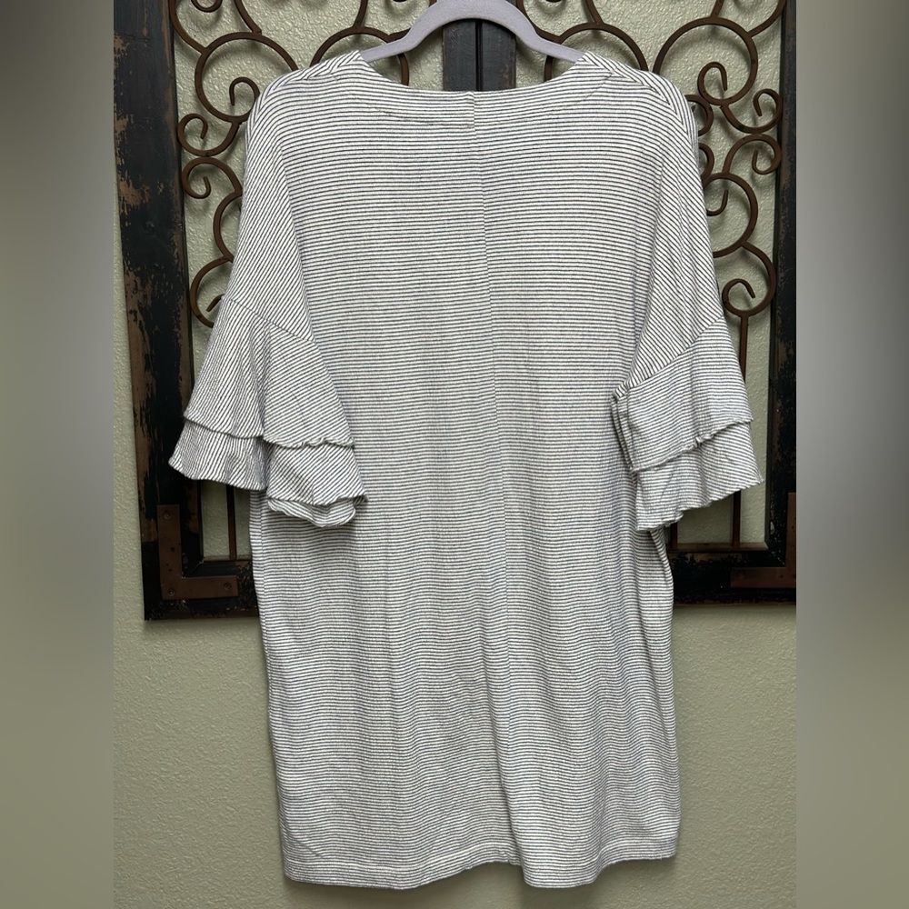 Lucky Brand short ruffle sleeve striped mini dress - Picture 2 of 5